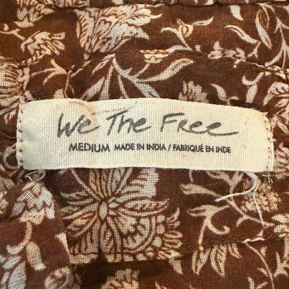 Free People Bohemian Retro 70s Border Batik Button Down Kimono Shirt Medium - Picture 8 of 13